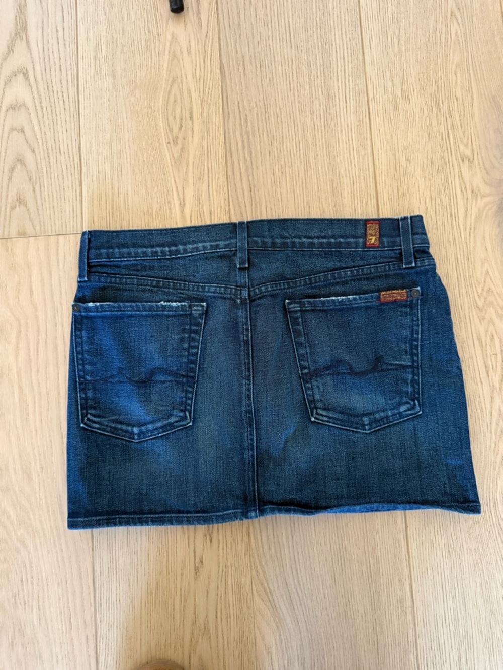 7 For All Mankind Dark Blue Denim Mini Skirt